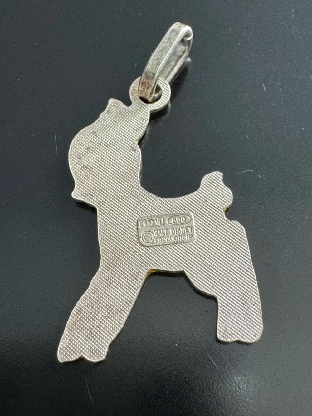Vintage Disney Bambi Pendant - 800 Silver - Enamel Italy Walt Disney Productions